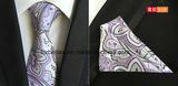 Jacquard Woven Polyester Necktie Set Man Tie and Hanky