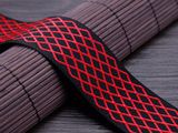 Black and Red Lattice Nylon Polyester Jacquard Bag Strap Webbing