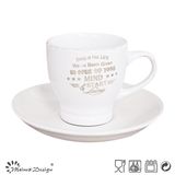 3oz Cup and Saucer with Brushed Rim and Silkscreen Words