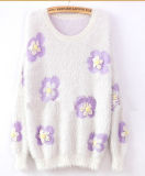 Appliques Flower Mohair Sweater (BTX689)