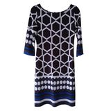 Women's Placement Print Milk Fiber Dress with Half Sleeve