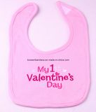 China Factory OEM Produce Custom Embroidery Pink Valentine Cotton Jersey Baby Bib