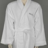 100% Cotton Stripe Velour Shawl Collar Bathrobe