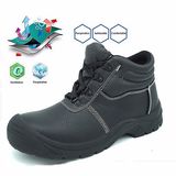 PU Sole Steel Toe Sbp Genuine Leather Men Safety Shoes