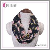 Winter Elegant Rose Printing Ladies Flannel Infinity Scarf (SNF212)