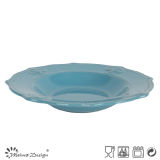 Wholesale Classic Design Embossed Blue Color Soup Plate