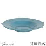 Wholesale Classic Design Embossed Blue Color Soup Plate