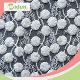 Nylon and Cotton Mesh Embroidery Lace Fabric with POM POM