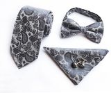 Wholesale Silk Tie Matching Hanky Bow Tie Cufflink Men Gift Ties Set (ST001/002/003/004)