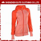 Latest Pattern Zip up Orangeplain Gym Hoodie for Women (ELTWGHI-17)