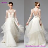 a Victorian Look Wedding Gown with Top Features Sheer DOT Netting and Multi Layers Skirt