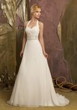 Beading Waist Chiffon Halter Wedding Dresses (WMA016)