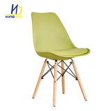 Factory Direct Plastic Seat with Cushion Wood Legs Replica Catering Restaurant Chairs