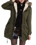 Womens Winter Warm Thicken Fleece Jacket Hooded Parka Coat