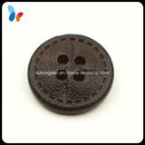 Imitation Leather Brown Plastic Coat Button with 4 Holes