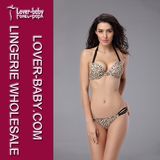 Beige and Black Lycra Bikini for Woman Lady (L32513-3)