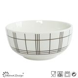 5.5inch White Porcelain with Checked Decal Rice Bowl