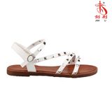 2018 Classic Women Flat Sandal with Triangular Sequins for Fashion Lady (FSA107)