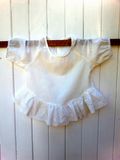 Children's Top 3/4 Sleeves Gorgeous Broderie Anglaise Lace Gathered Ruffle Children Clothing