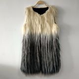 DIP Dye Gradient Effect Faux Ostrich Fur Gilet Vest Coat