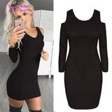 Ladies Club Sexy Long Sleeve Ribbed Mini Dress