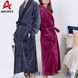 Warm Flannel Fleece Unisex Long Bathrobe for Home