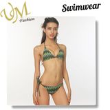 Striped Printing Halter Design Swimwear Swimsuit Bikini