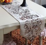 Metallic Print Table Runner Decorative Short Plush Table Flag (JTR-12)