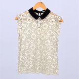 Latest Fashion Women Elegant Lace Tops Sleeveless White Lace Tops