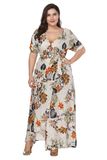 Large Size 7XL 8XL 9XL Women Fashion Floral Printed Evening Party Prom Tunic Elegant Slim Dres