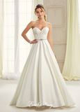 Amelie Rocky A-Line Strapless Beaded Satin Wedding Dresses