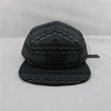 Polyester 5 Panel Hat with Custom Leather Patches Hangtag