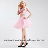 Two Piece Elegant Sleeveless Beading Sequined Short Prom Dress