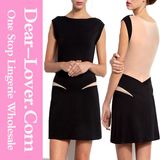 Black Stretch Mesh Insert Mini Dress