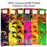 2017 Hot Sale Fashion Ladies Viscose Graffiti Printed Designs Scarf