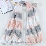 Fashion Woven Stripe Polyester Lady Scarf (HWS42)