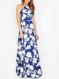 Halterneck Floral Printing Maxi Dresses Wholesale Clothing Factory