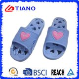 Rubber Patch with Heart-Shaped PVC Bathroom Women Slipper (TNK35758)