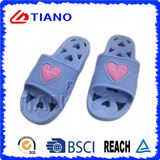 Rubber Patch with Heart-Shaped PVC Bathroom Women Slipper (TNK35758)