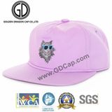 2017 Pink 100% Cotton 5 Panel Snapback Cap with Cartoon Embroidery