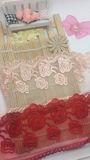 Apparel Accessories Fashionable 11cm Width Factory Stock Rose Embroidery Purfle Trimming Net Mesh Lace for Women Garments & Home Textiles & Curtains