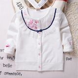 T11912 2015 Kids Cardigan Lovely Baby Girls Flower Clothes Knitting Children Toddler Cardigan Child Clothing for Wholesale