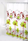 Carton Monkey PEVA Waterproof Shower Curtain for Bathroom