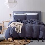 Wrinkled Texture 100% Natural Washed Microfiber 3-Pieces Duvet Cover Set