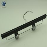 Yeelin Black Wooden Hanger with Chrome Finish Clips