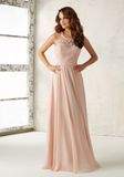 Pink Embroidery Beading Chiffon A Line Bridesmaid Dress