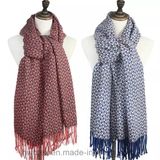 Warm Acrylic Shawl / Lady Scarf with Solid Check (HS03)