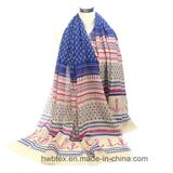 Fashion Cotton Handfeel Anchor Printing Polyester Lady Scarf (HWBPS112)