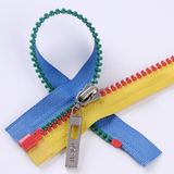 Multi-Colored Tape Plastic Zipper with Colored Teeth