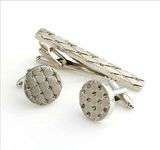 Cuff Links and Tie Bar with Diamond